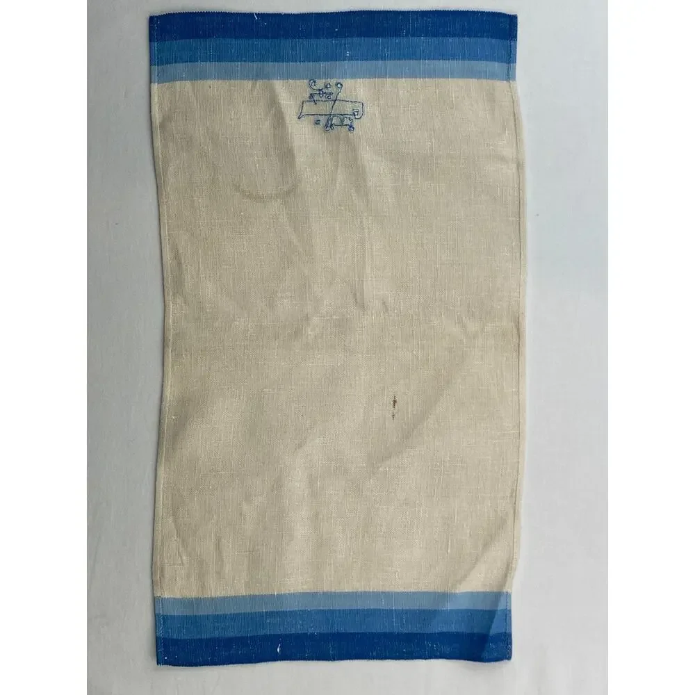VTG Linen Placemats BDK Monogram Initials Embroidered Selvedge Off White 10x18